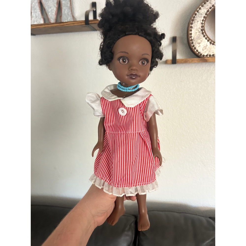 Playmates Hearts for Hearts Girls Doll 2010 Red Striped Dress Turquoise Necklace